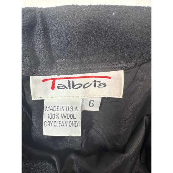 Talbots Womens 100% Wool Black Midi Skirt Pleated Straight Preppy Size 6 Vintage - Picture 5 of 5